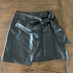 Wilfred Black Faux Leather Tie Wrap Skirt
